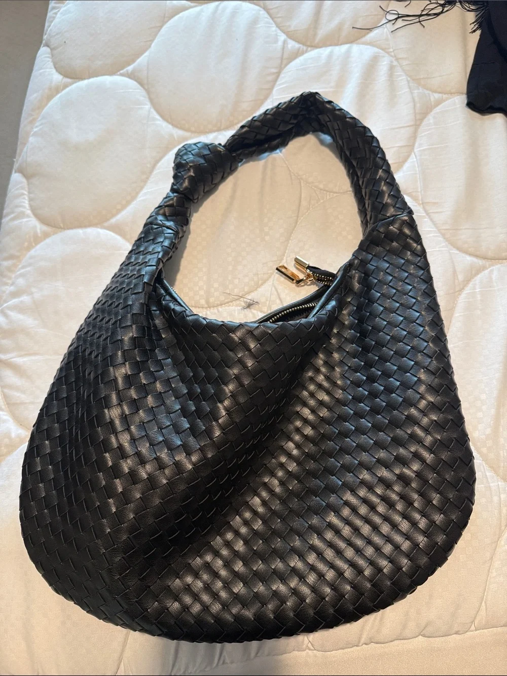 Anthropologie Black Woven Hobo Bag